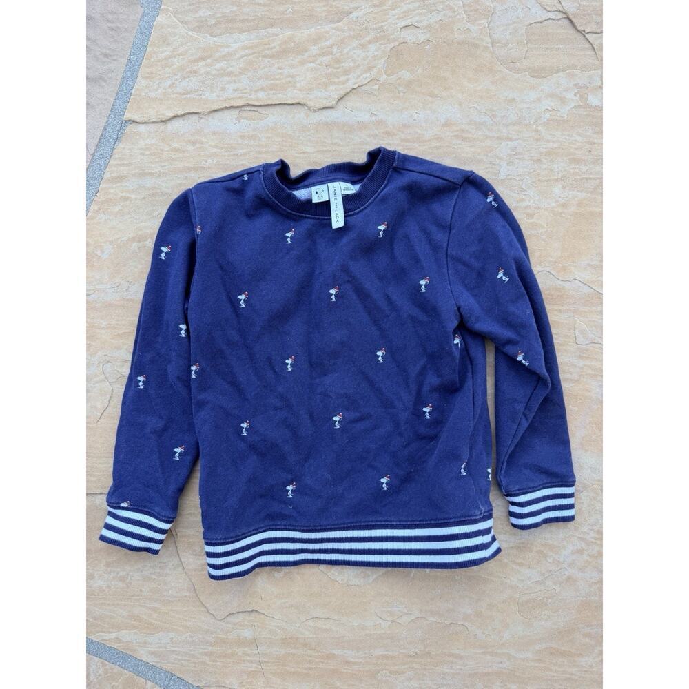 Janie and Jack Boys navy blue Peanuts sweatshirt. Size 6